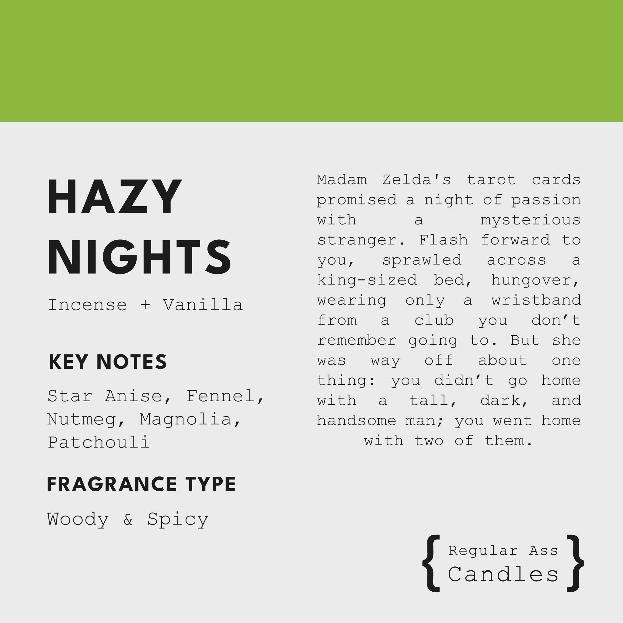 Hazy Nights, Incense + Vanilla 11oz Candle