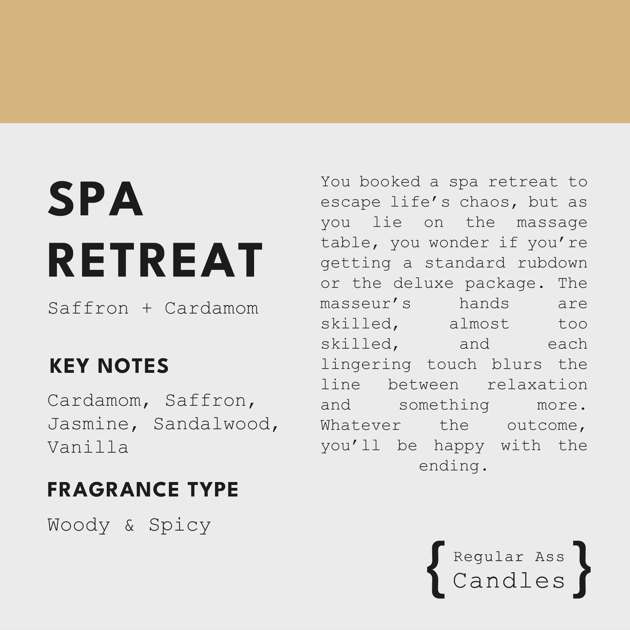 Spa Retreat, Saffron + Cardamom 11oz Candle